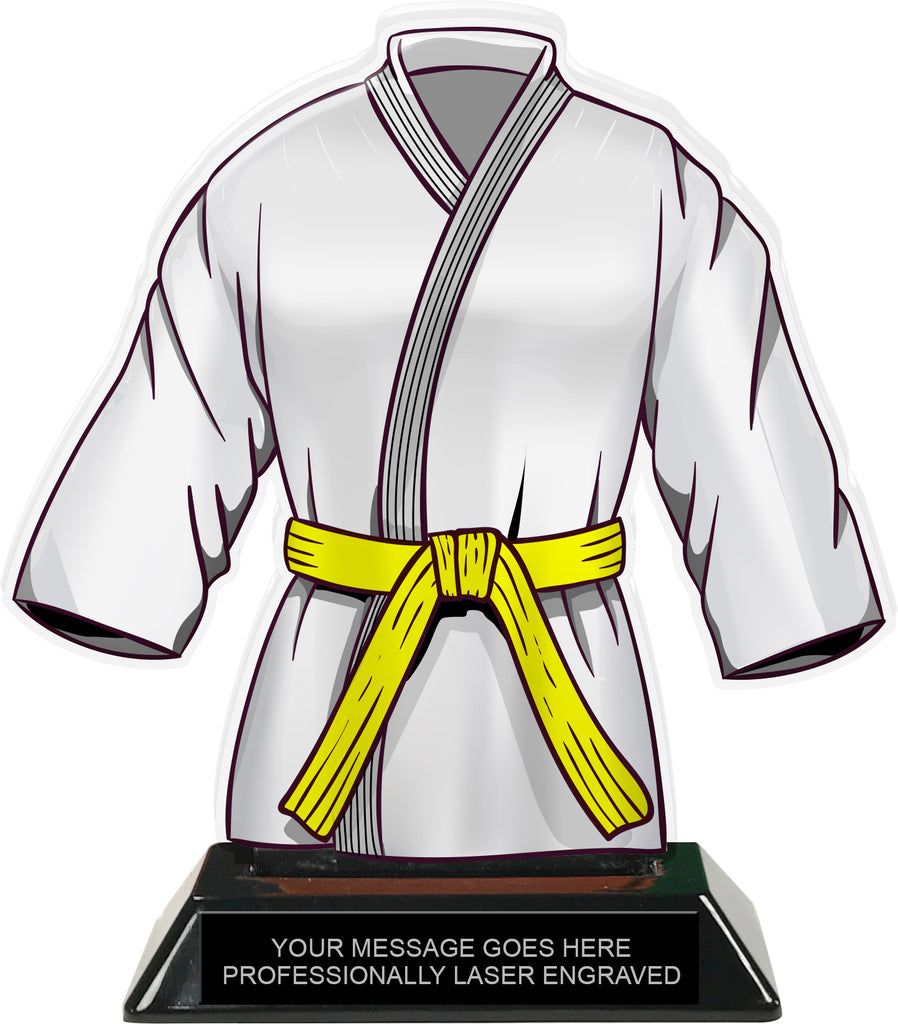 Martial Arts Uniform Colorix-T Acrylic Trophy- Yellow [TACR7-JSY-MA-YLW-Q]