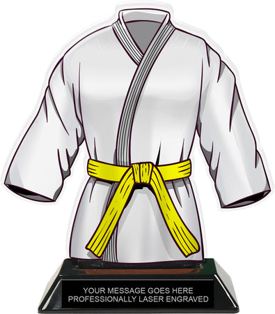 Martial Arts Uniform Colorix-T Acrylic Trophy- Yellow [TACR7-JSY-MA-YLW-Q]
