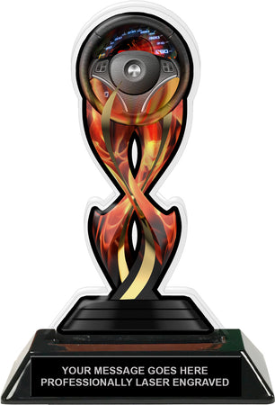 Auto Racing Tribal Flames Colorix Acrylic Trophy- 7 inch [TACR7-TF-RC-Q]