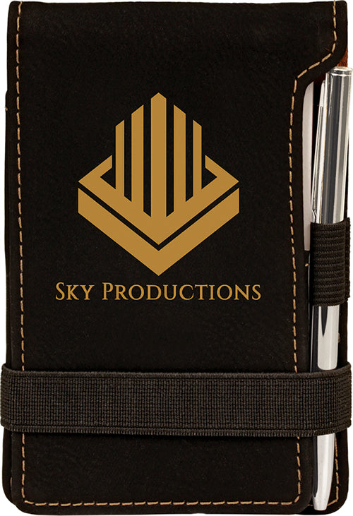 Black Leatherette Notepad with Pen [NTPDJ-255]