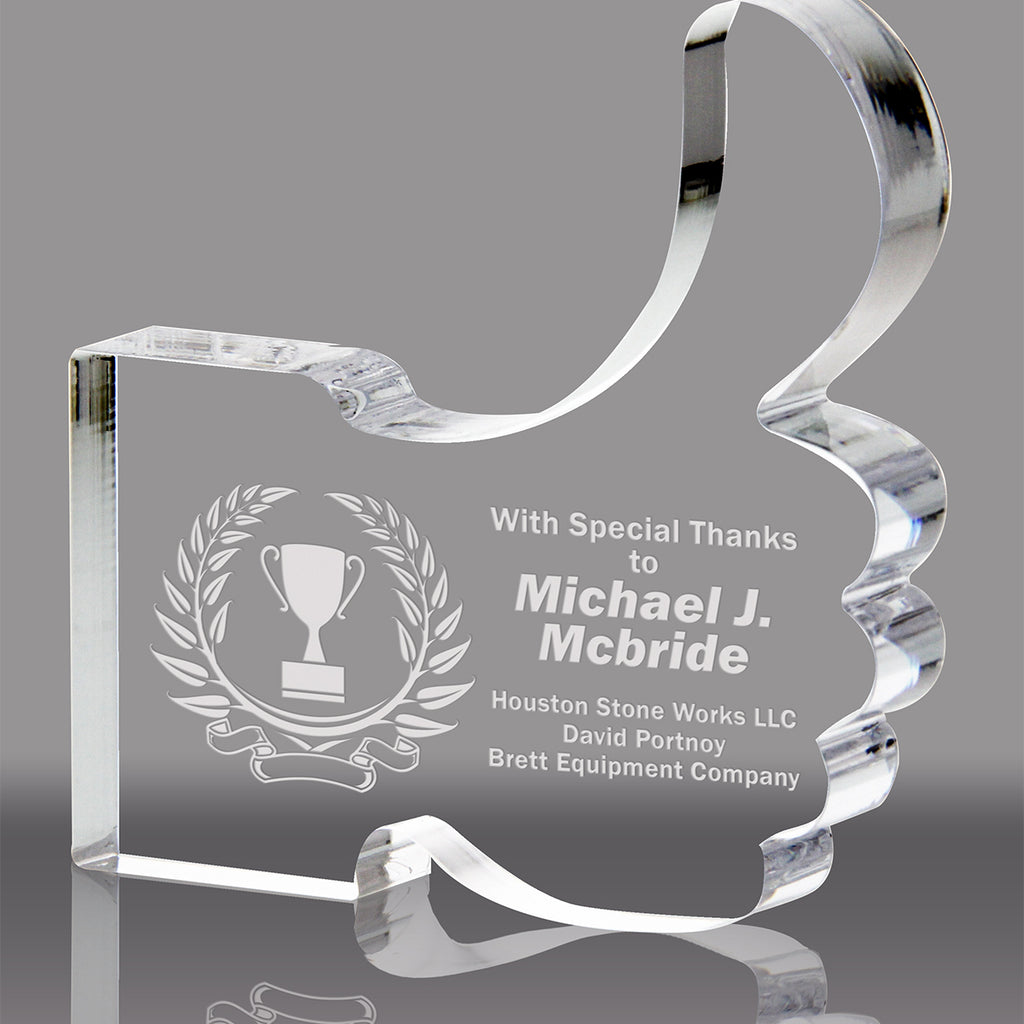 Comic Thumbs Up Acrylic Awards - Engraved