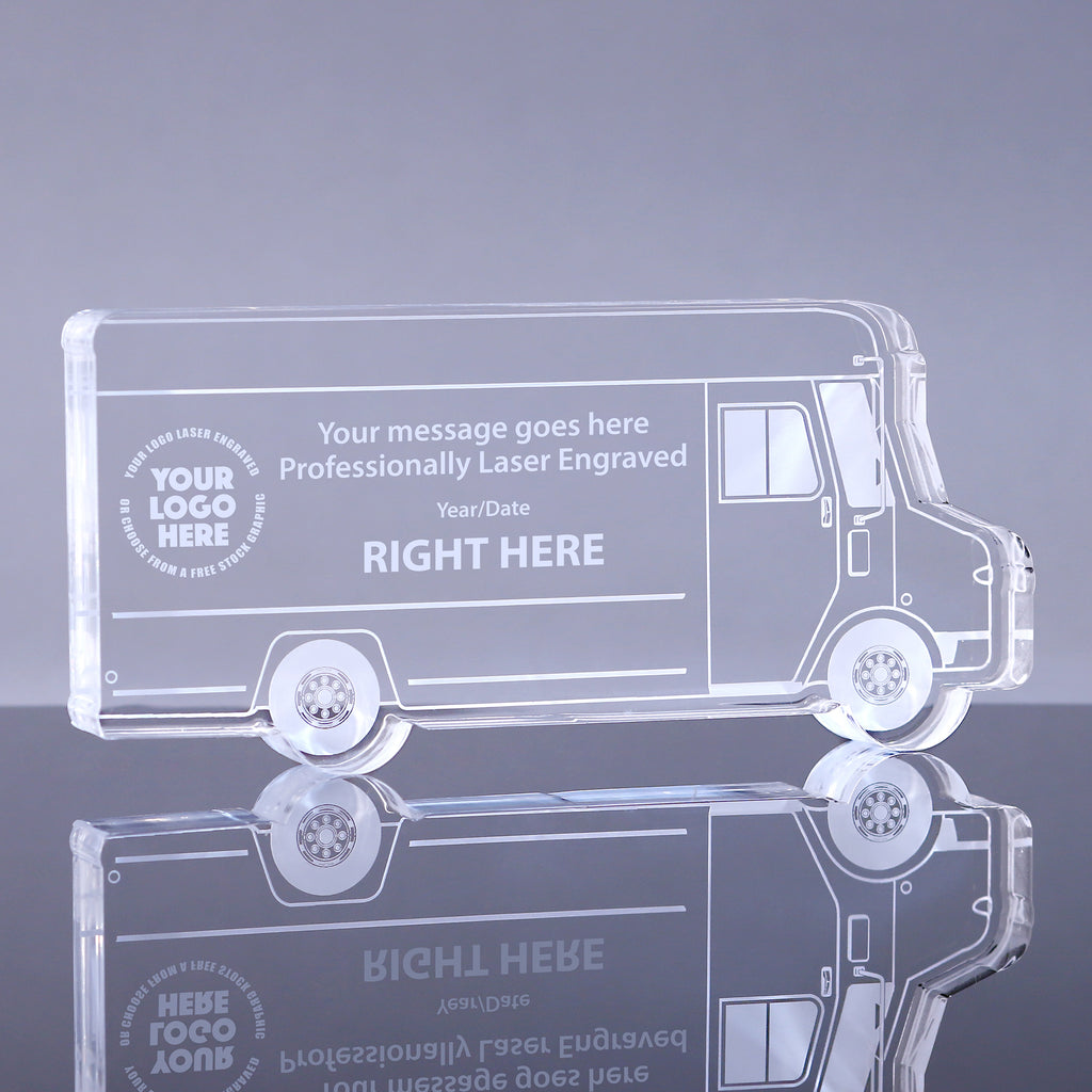 1 inch Thick Delivery Truck Acrylic Awards - Engraved