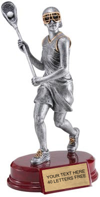 Lacrosse Pewter & Gold Resin Sculptures on Piano Finish Base- Female