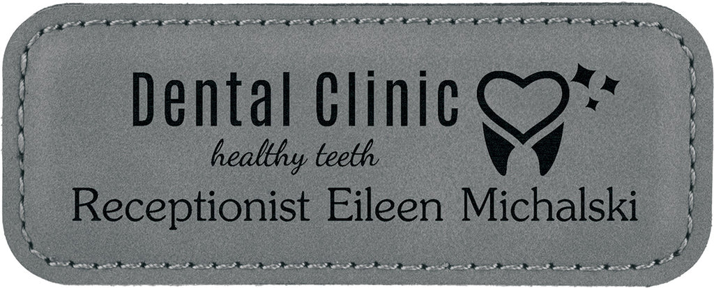 Leatherette Rectangle Badge - Gray [BJRCTS-5]