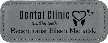 Leatherette Rectangle Badge - Gray [BJRCTS-5]