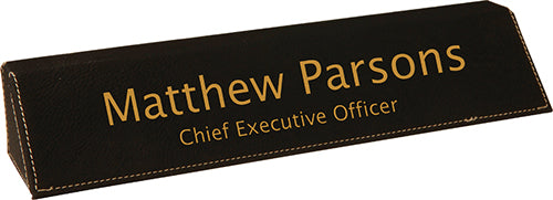 Black Leatherette Desk Wedge Nameplate - 10.75 inch [NPJLW-3210]