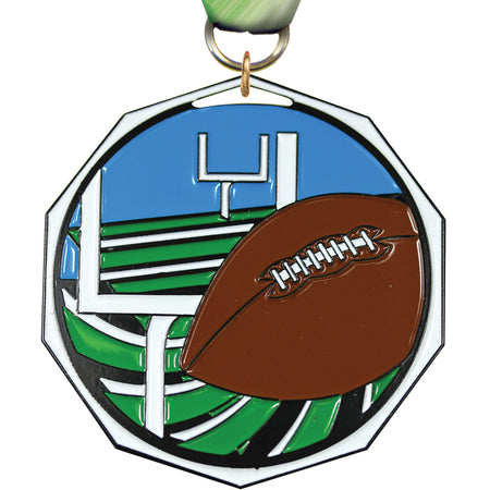 Football Decagon Painted Medal [MDCM2-FB]