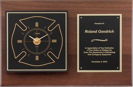 Tribute Plaque with Maltese Cross Clock [PMFF36]