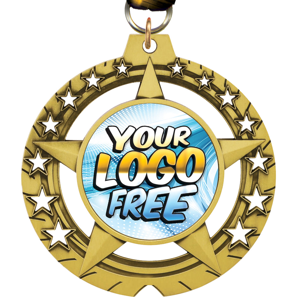 Custom Jumbo Star Round Insert Medal [MXS723]