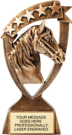 Horse Banner Resin Trophy - 6 inch [RM5SHS-6]