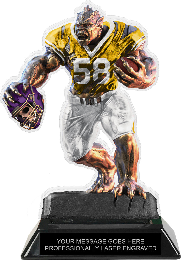 Beast Football Choose Your Number Acrylic Trophy - 7 inch Gold [TACR7-BST-FB-GLD-Q]