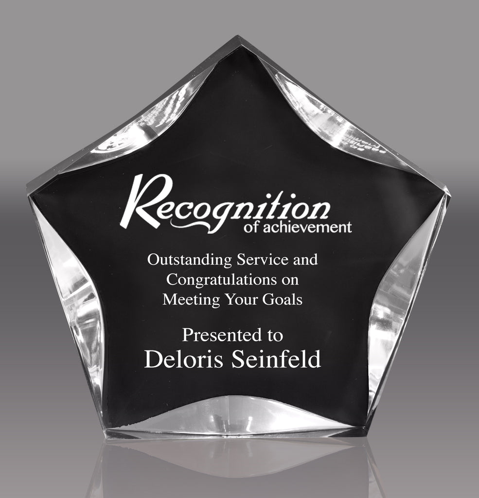 Acrylic Clear & Black Luminary Star - 7 inch [ALSB7C]