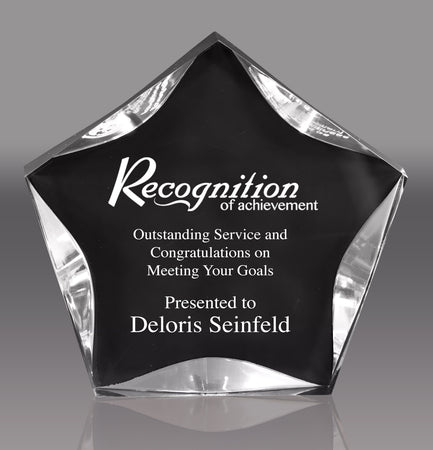 Acrylic Clear & Black Luminary Star - 7 inch [ALSB7C]