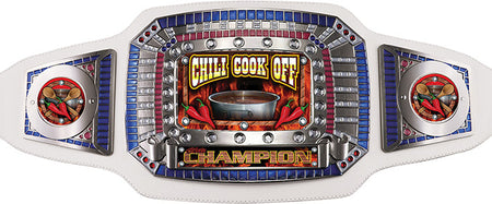 Chili Cook Off Champion Award Belt- White & Silver [CAB-52-WHT-CHLI]