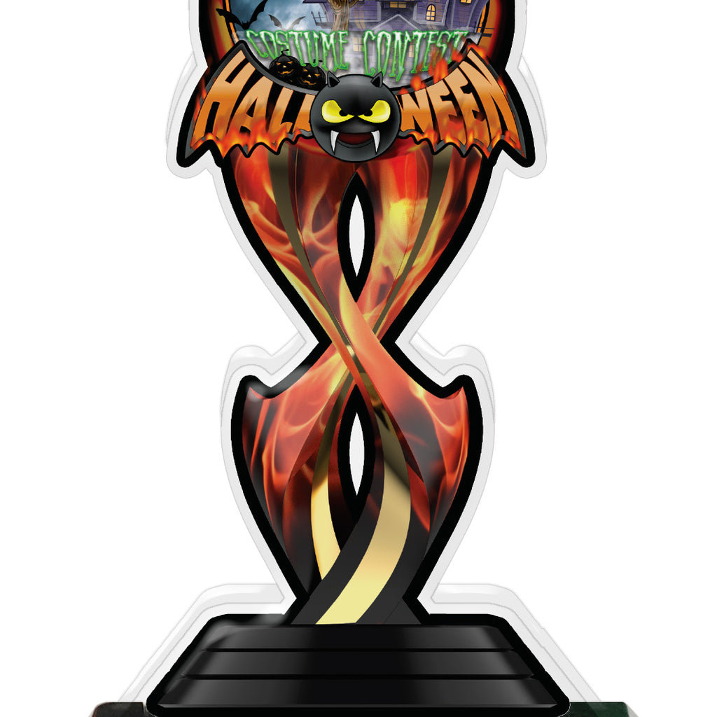 Halloween Bat Costume Contest Tribal Flames Acrylic Trophies