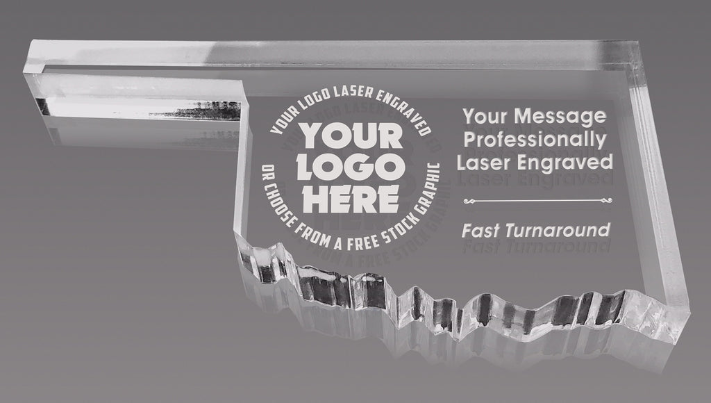 Oklahoma Paperweight Acrylic Award - 7.5x3.5 [ASTT-OK-Q]