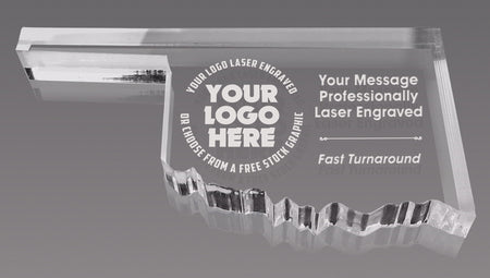 Oklahoma Paperweight Acrylic Award - 7.5x3.5 [ASTT-OK-Q]
