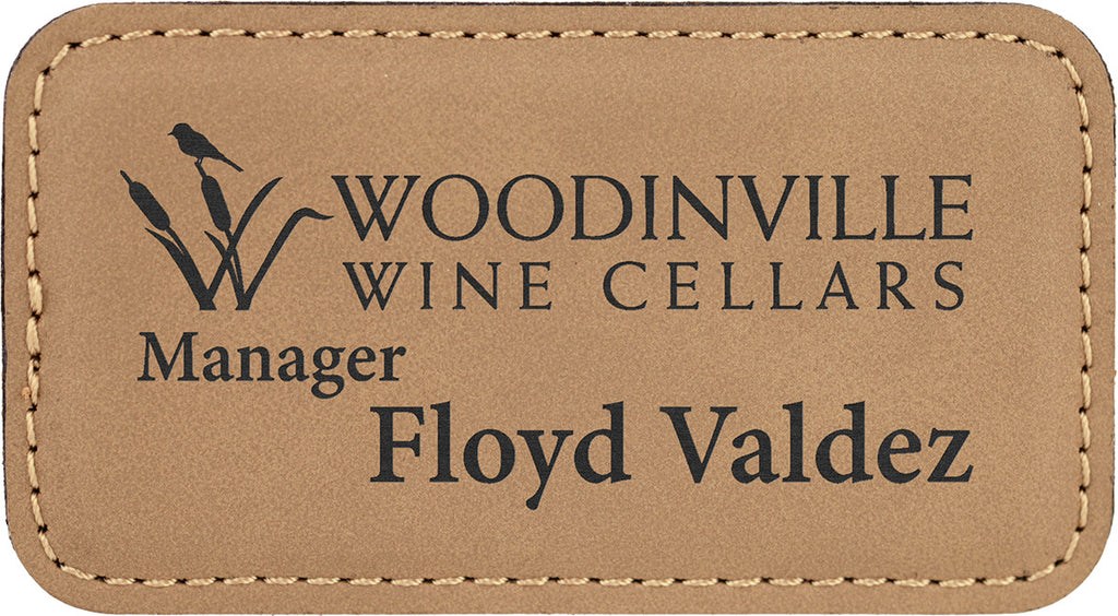 Leatherette Large Rectangle Badge - Light Brown [BJRCTL-1]