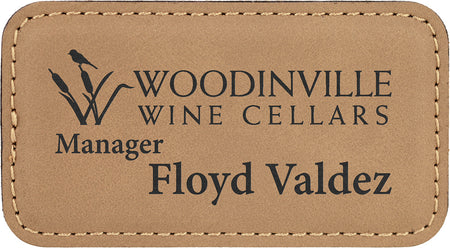 Leatherette Large Rectangle Badge - Light Brown [BJRCTL-1]