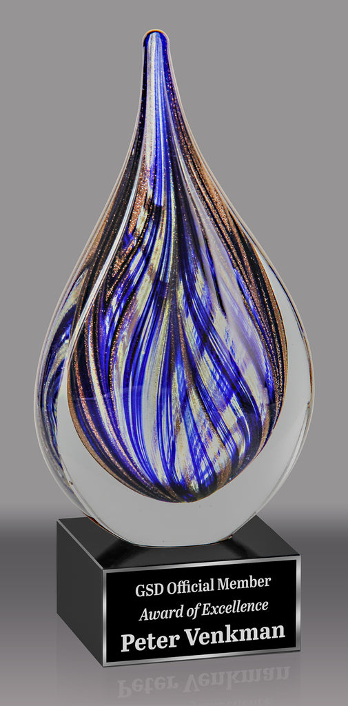 Teardrop-Shaped Art Glass with Sapphire & Bronze Highlights [AGM45]