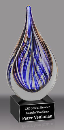 Teardrop-Shaped Art Glass with Sapphire & Bronze Highlights [AGM45]