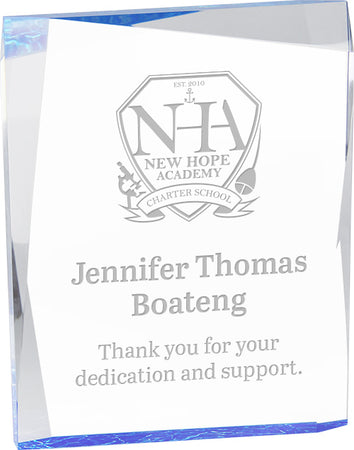 Faceted Block with Reflective Blue Bottom - 10x8x1.5 [TD150XLG]