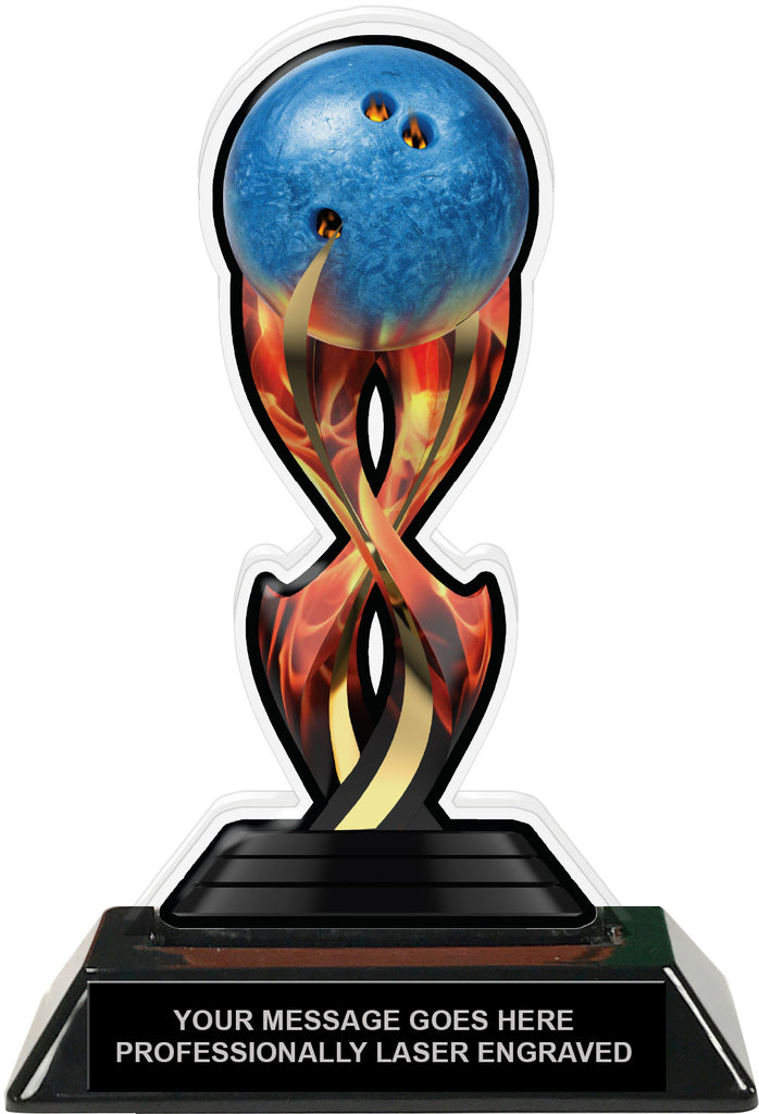 Bowling Tribal Flames Colorix Acrylic Trophy- 7 inch [TACR7-TF-BW-Q]