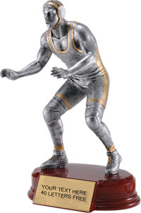 Wrestling Pewter & Gold Resin Sculptures on Piano Finish Base