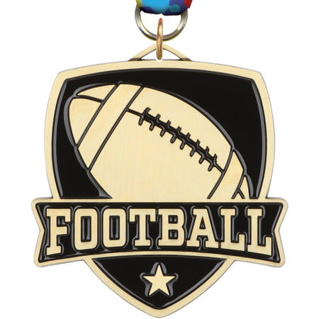 2.5" Football Banner Shield Medal [MPSHD2-FB]