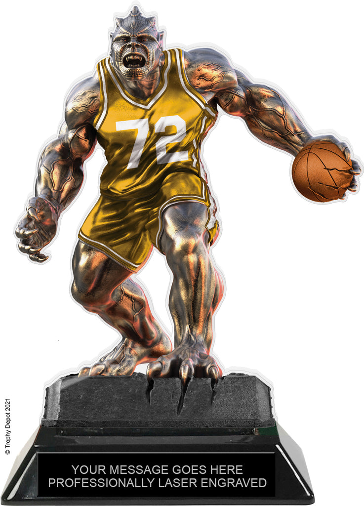 Beast Basketball Choose Your Number Acrylic Trophy - 7 inch Gold [TACR7-BST-BK-GLD-Q]