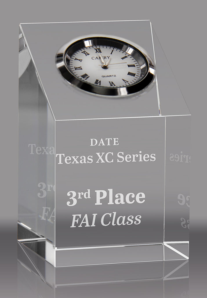 Crystal Clock Paperweight Award [CLKF158-3-X]