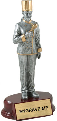 Chef Pewter & Gold Resin Sculptures on Piano Finish Base- Female