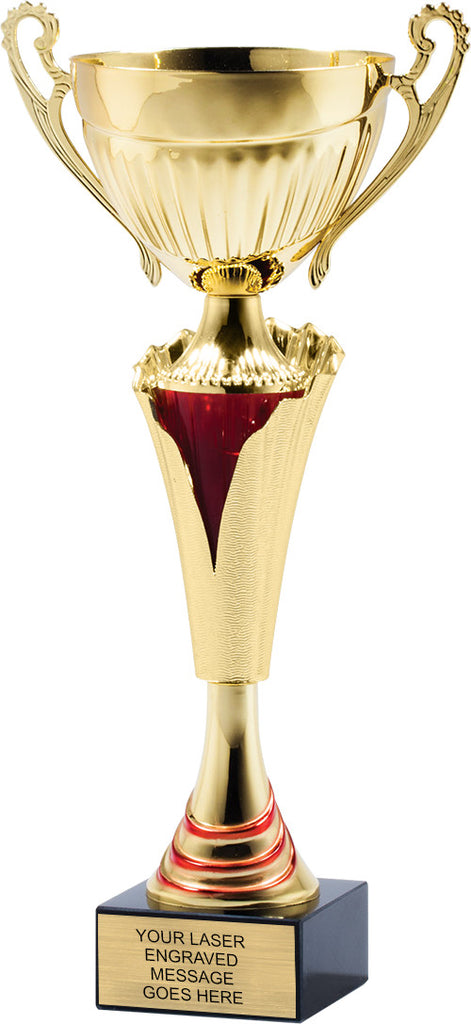 Gold Metal Cups with Red Accents