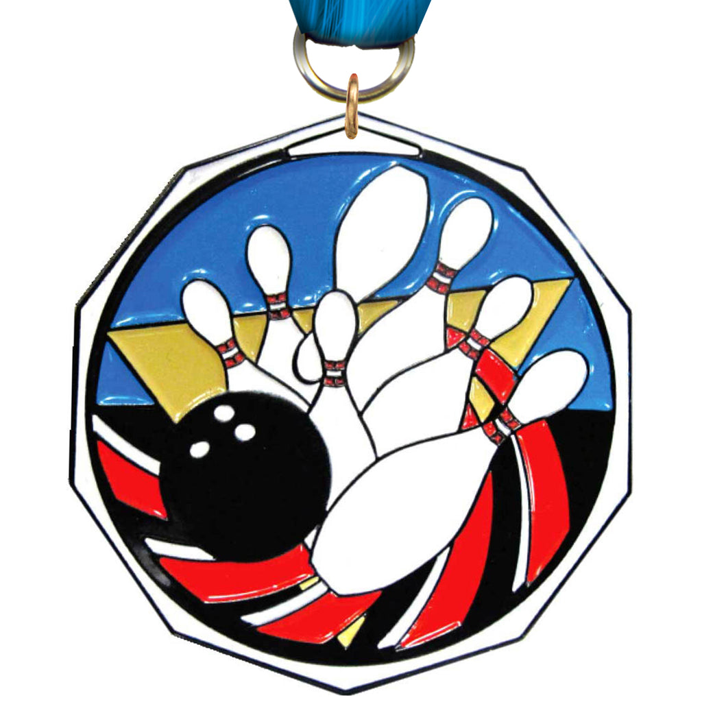 Bowling Decagon Painted Medal [MDCM2-BW]