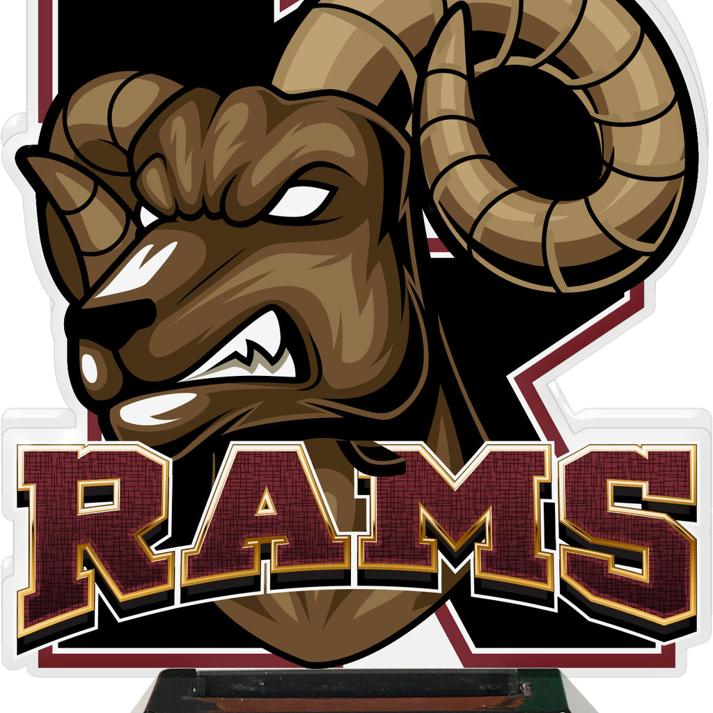 Rams Mascot Colorix-T Acrylic Trophies - Maroon