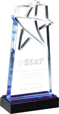 Deep Lasered Acrylic Star with Blue Reflective Bottom [ADLS7-B]