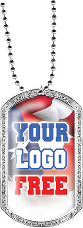 Silver Sparkle 3D Dome Custom Dog Tags [DTCUSGLT-CLR]