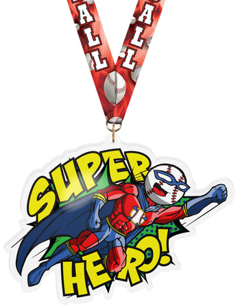 Exclusive Baseball Male Super Hero 5-Inch Colorix-M Acrylic Medal [MACR5-SH-BSM-Q]