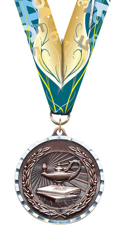 Knowledge Diecast Medal with Diamond Cut Border- Bronze [MM2DC-KN-B]