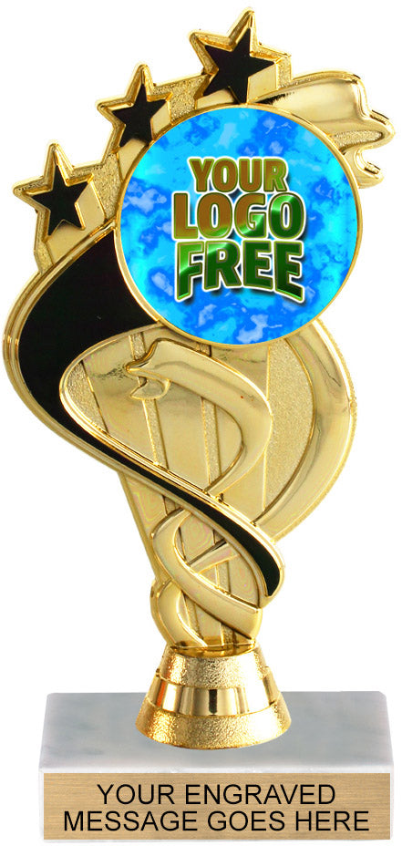 Custom Black and Gold Triple Shooting Star Insert Trophy [TXi-J106]