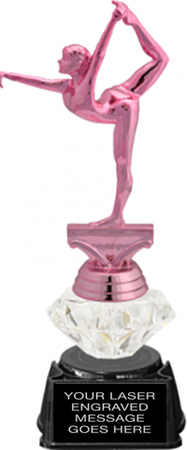 Gymnastics Female Pink Metallic Diamond Riser Trophy on Synthetic Regal Base [TDRPNK8-GF]