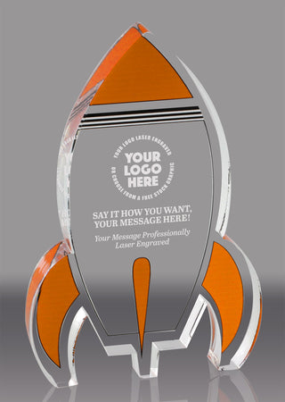 Orange Rocket Acrylic Award - 6 inch [ATRKT-ORG-6-Q]