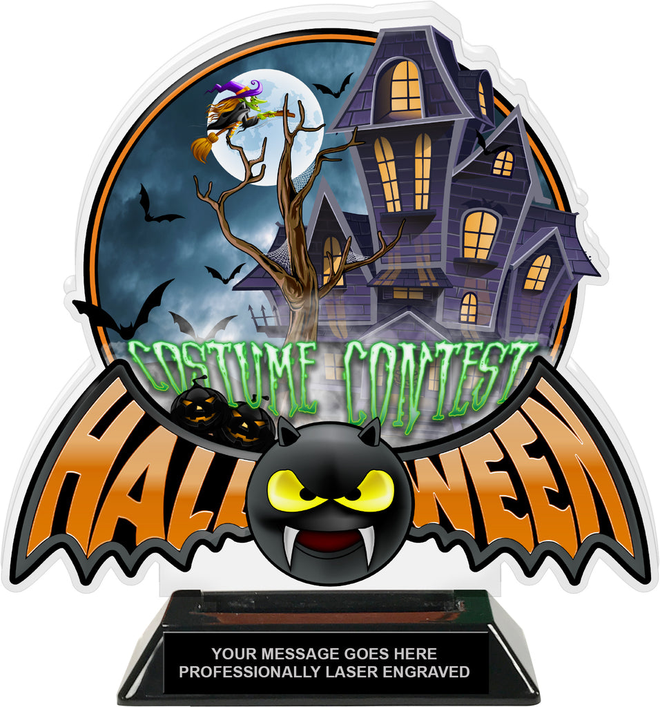 Halloween Bat Costume Contest Colorix-T Acrylic Trophy- 8.25 inch [TACR8-HLWN-BAT-COCO-Q]