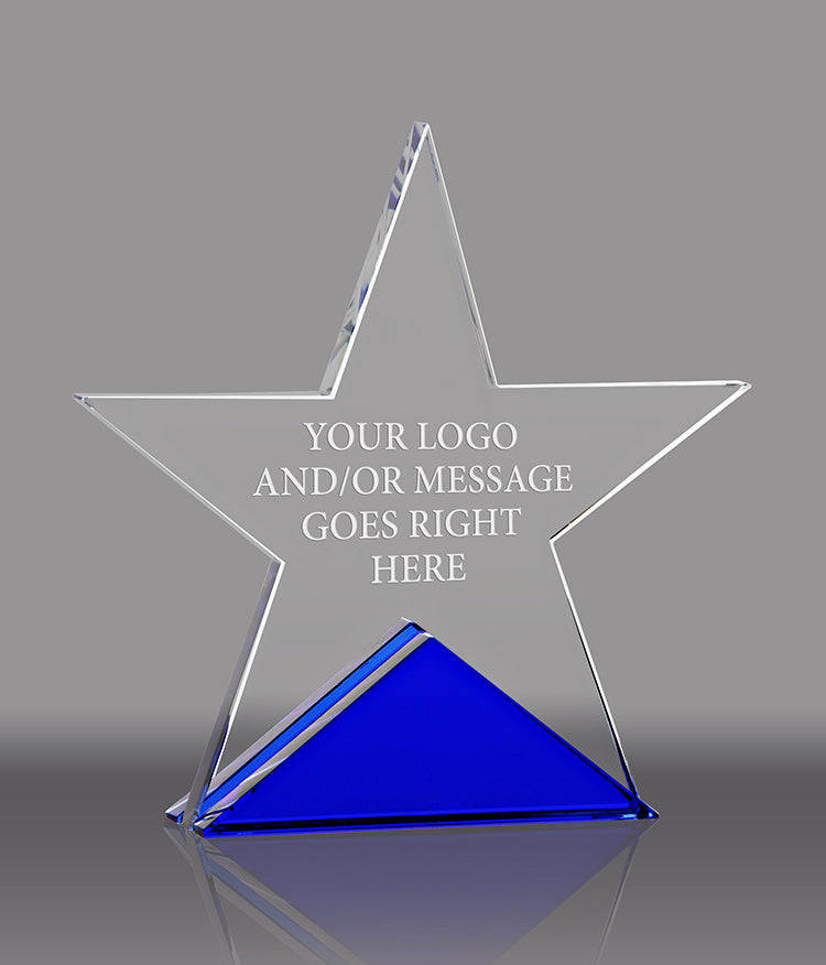 Crystal Star on Cobalt Blue Base Award - 5.25 inch [CM558-SM]