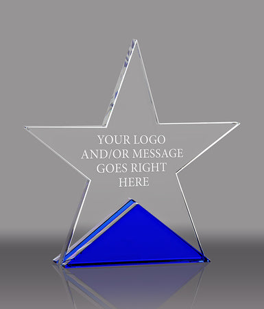 Crystal Star on Cobalt Blue Base Award - 5.25 inch [CM558-SM]