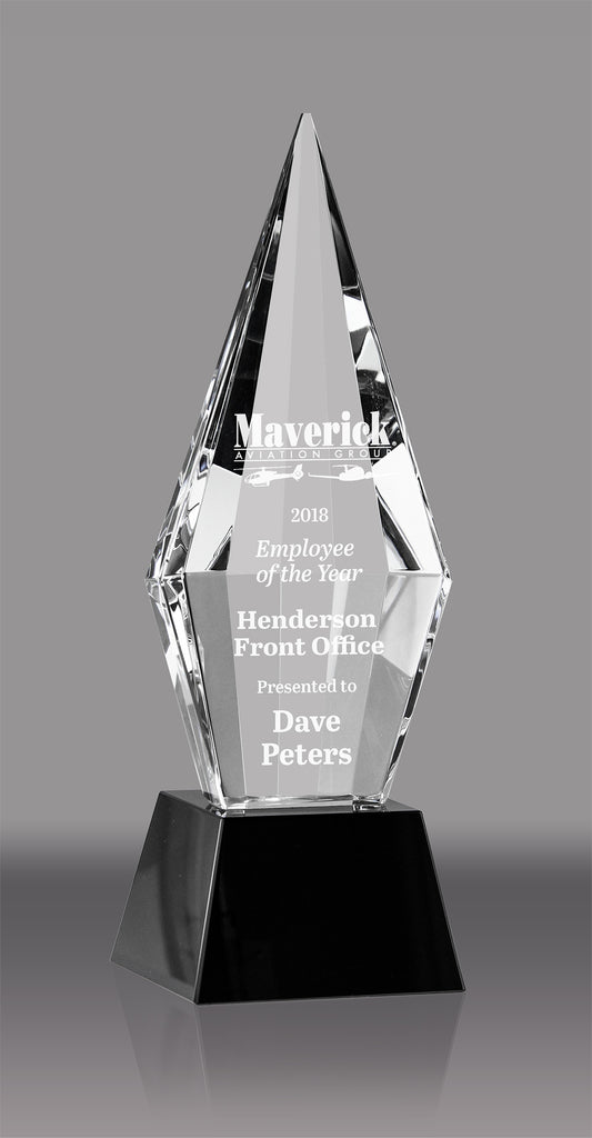 Crystal Faceted Obelisk Award on Black Pedestal Base [CJ033S-9]