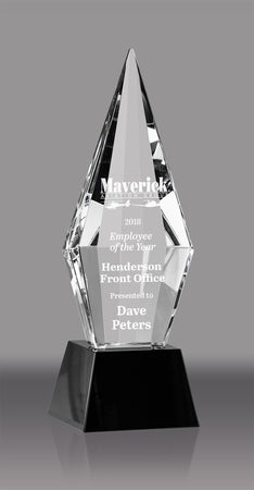 Crystal Faceted Obelisk Award on Black Pedestal Base [CJ033S-9]