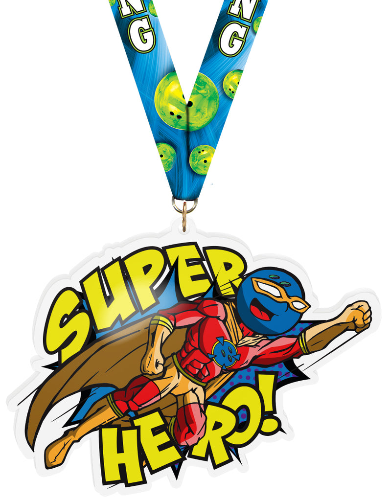 Exclusive Bowling Male Super Hero 5-Inch Colorix-M Acrylic Medal [MACR5-SH-BWLM-Q]