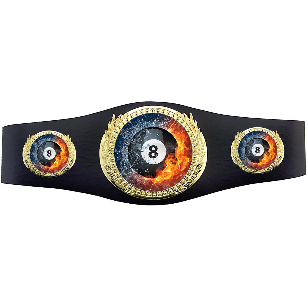 Billiards 40 inch Youth Triple Art Champion Award Belt - Fire & Water [C3SAB3-FNW-BL]