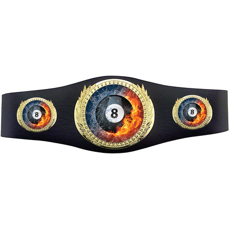 Billiards 40 inch Youth Triple Art Champion Award Belt - Fire & Water [C3SAB3-FNW-BL]